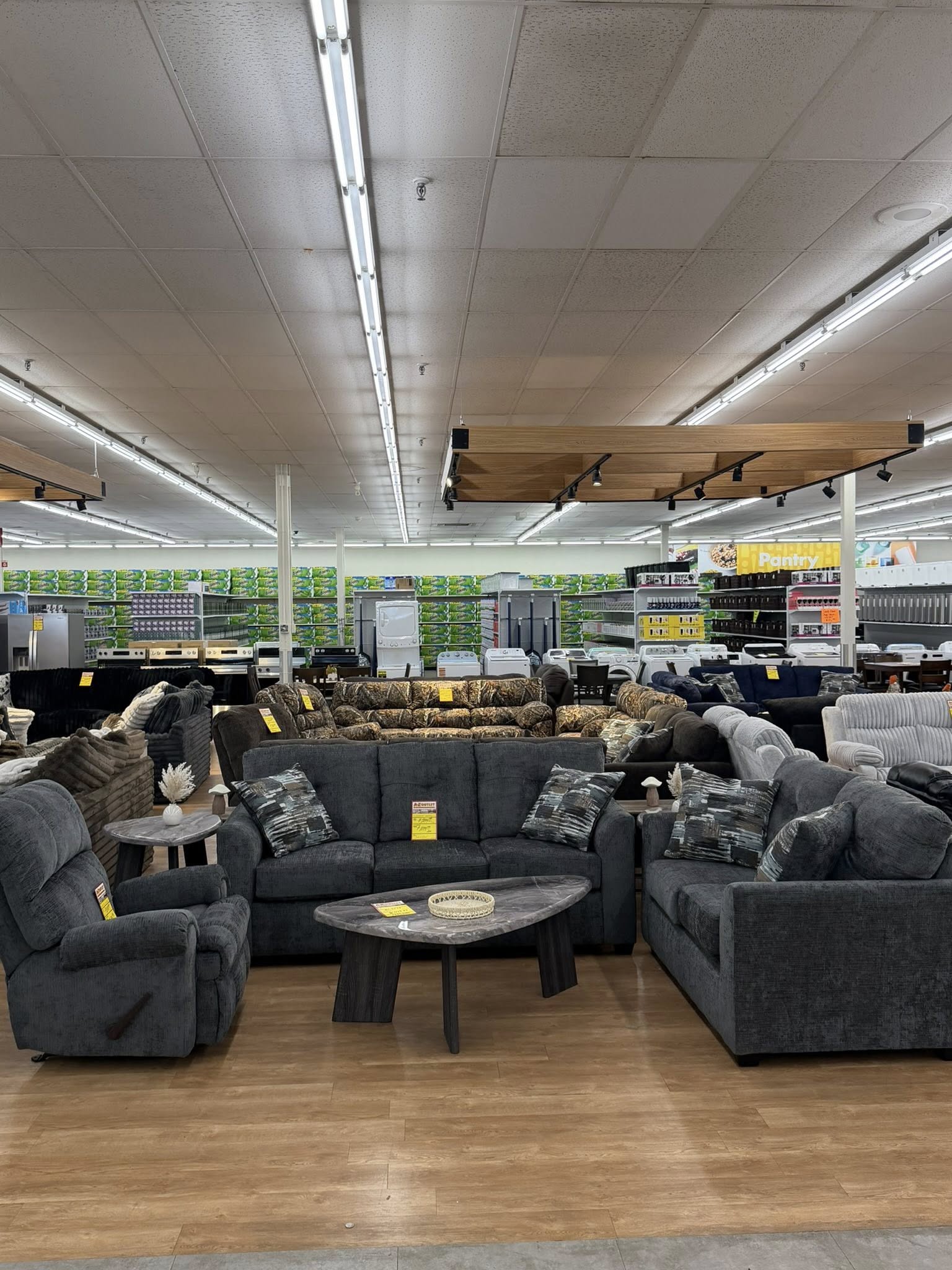 Various merchandise displayed in a large box store.